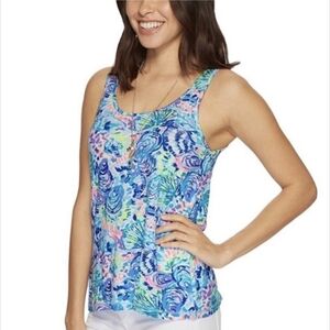 Lilly Pulitzer Blue Green Fitted Tank Pajamas